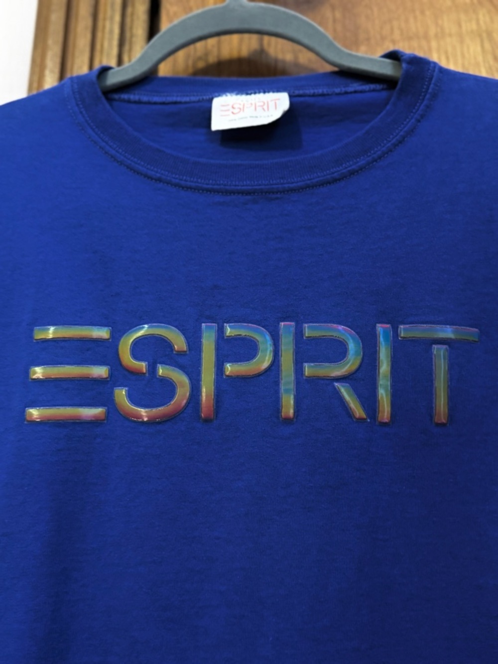 VTG Esprit Rainbow Holographic Logo T Shirt - Picture 5 of 9